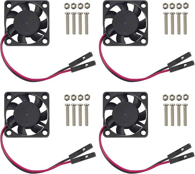 AOKIN 4er Set Lüfter Schwarz für Raspberry Pi 4 und Pi 3 B+, bürstenlos, 30 x 30 x 7 mm, 3,3V 5V DC - Bild 1
