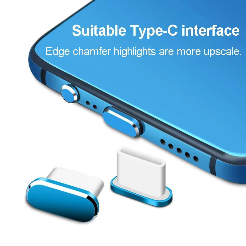 2er-Set USB-C Staubschutz Kappen aus Metall in Schwarz für Samsung, Huawei und Xiaomi - Bild 3