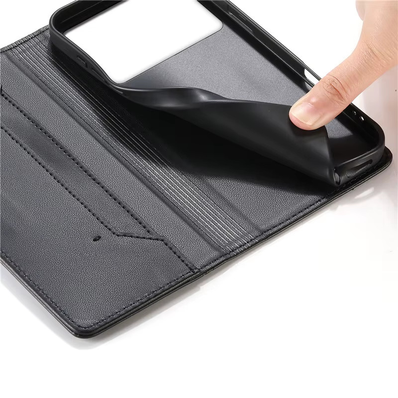 Luxuriöse magnetische Flip-Leder-Handyhülle Wallet Cover für Xiaomi Poco C61 C65 C55 X5 X6 F6 M6 Pro 4G 5G in Schwarz und Grün - Bild 6