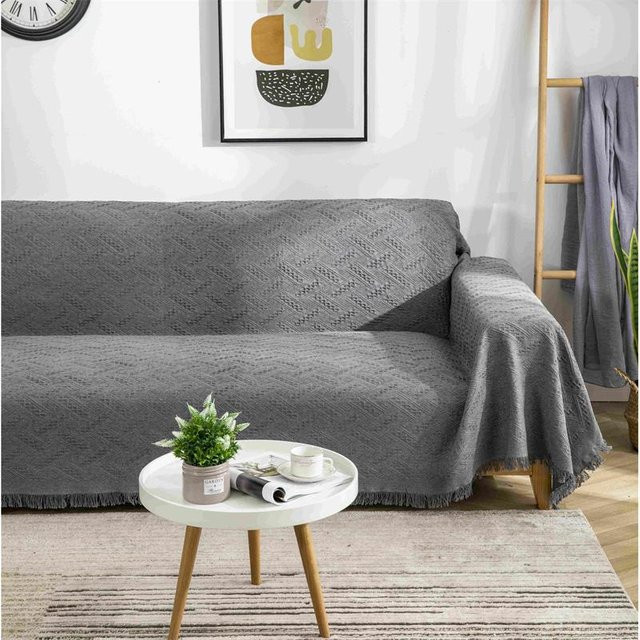 Yupartex Nordic Cotton Sofa Throw Decke in Weiß mit Quasten für Camping und Picknick, B/B: 90 x 90 cm - Bild 1