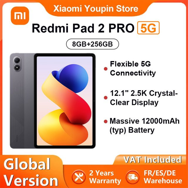 Xiaomi Redmi Pad 2 Pro 5G Tablet Grey 12,1 Zoll 8 GB 256 GB mit 12000 mAh Akku und Xiaomi HyperOS - Bild 1