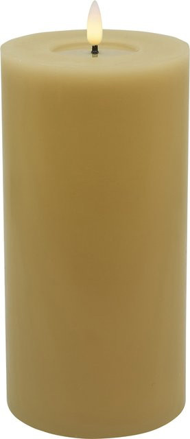 LED Stumpenkerze BASIC in Beige mit Timer und Flicker-Effekt aus Echtwachs - Bild 1