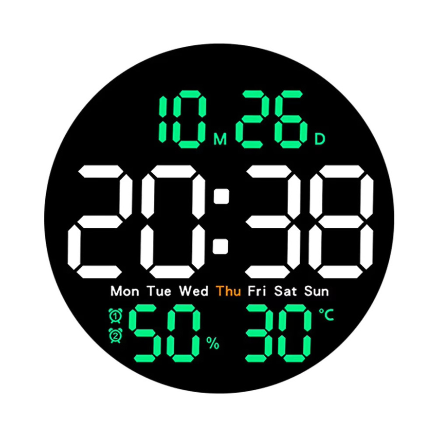 WOKLOK Digitale Wanduhr mit Countdown-Funktion, modern und rund, Schwarz oder Blau, Durchmesser: 25,5 cm - Bild 6