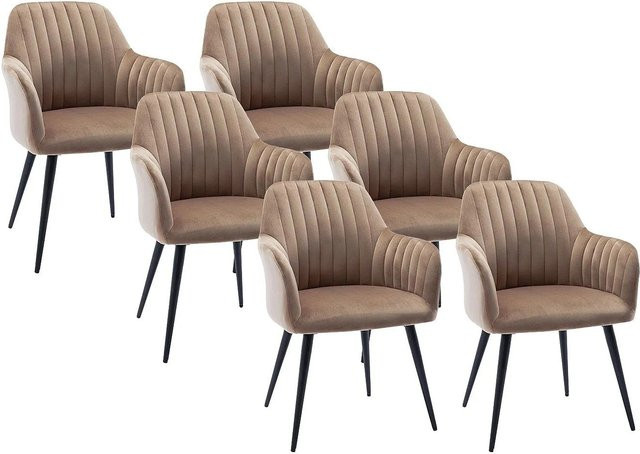 Vente-unique Eleana Stuhl aus Samt in Beige mit Armlehnen und Metallgestell B/T/H: 58 x 58 x 58 cm - Bild 1
