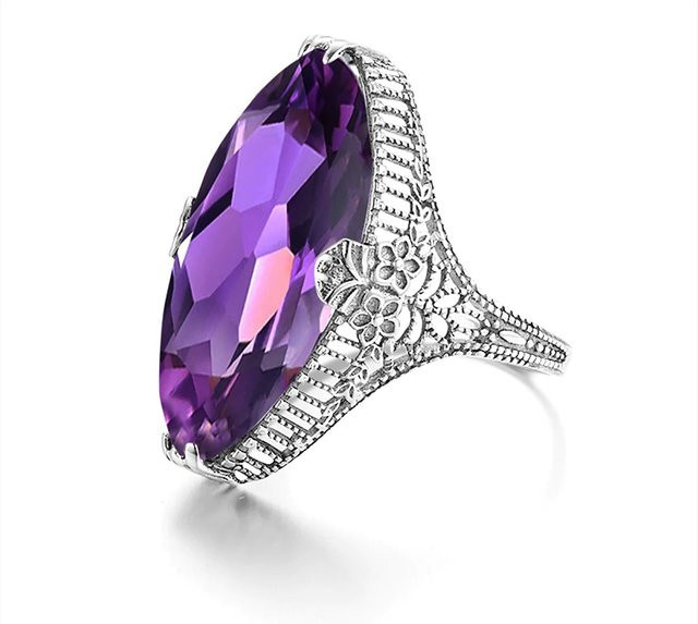 Huitan Fingerring, Silber, lila Zirkonia, Damen - Bild 1