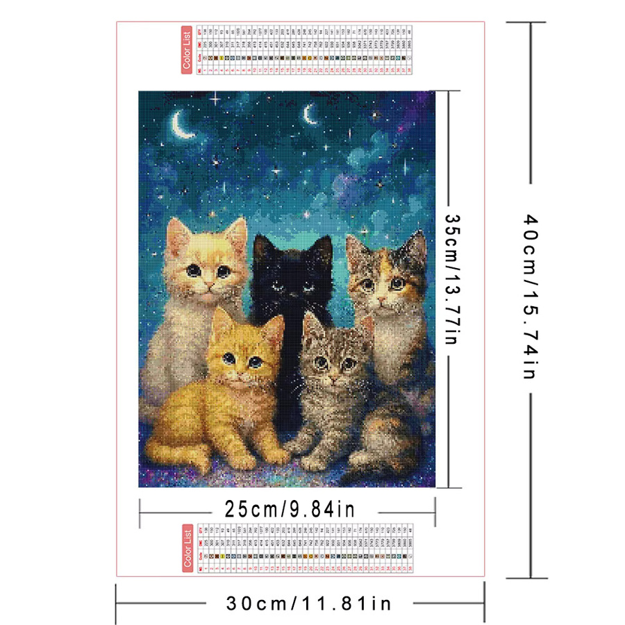 AZQSD Diamant-Malerei Katze Mosaik-Set zur Wanddekoration, Mehrfarbig - Bild 2