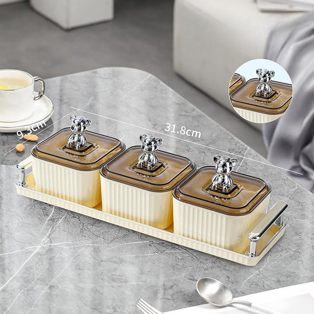 Yiran Furniture Transparente Obstschale als Servierschale für Süßigkeiten, Nüsse und Snacks in Grau oder Weiß - Bild 1