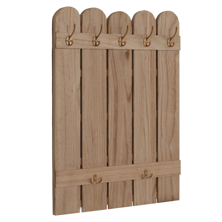 Wandgarderobe MCW N95 aus Paulownia-Holz mit 7 Haken in Natur im Landhausstil, Breite: 86 cm, Höhe: 60 cm - Bild 2