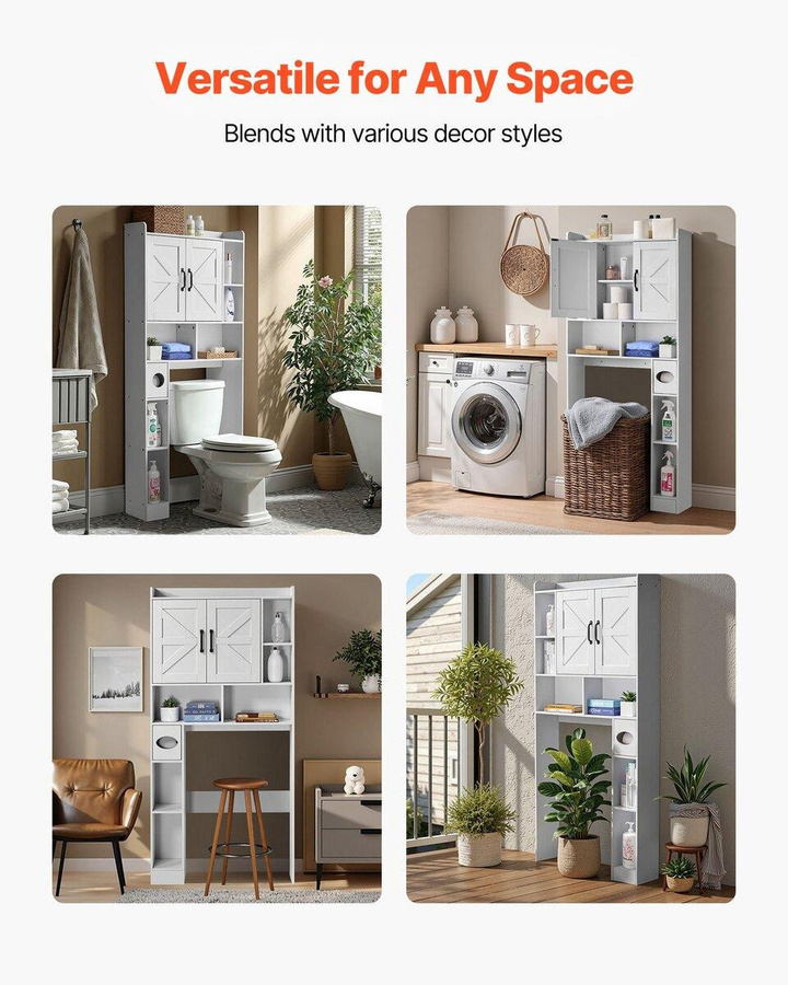 Badezimmer-Über-WC-Aufbewahrungsschrank von Buying Solutions, MB in Weiß mit verstellbaren Regalen und Türen - Bild 3