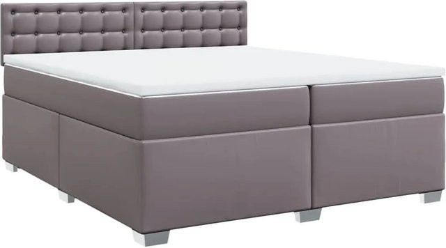 vidaXL Boxspringbett mit Matratze in Grau aus Kunstleder mit USB-Ladeport und Unterbettbeleuchtung B/T: 200 x 200 cm - Bild 1