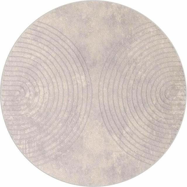 vidaXL Bereichsteppich GALATI Rund, Beige, Durchmesser: 200 cm, Polyester, modern und waschbar - Bild 1