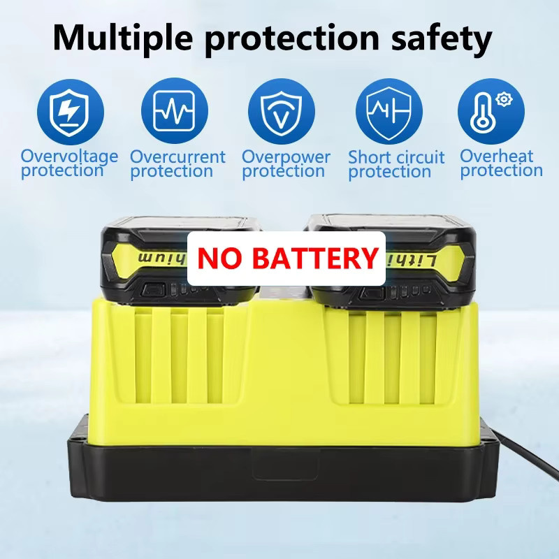 Ryobi Dual-Ladegerät P117 Schnellladegerät für 18–20 V Nickel-Batterien in Gelb mit intelligenter LED-Anzeige - Bild 2