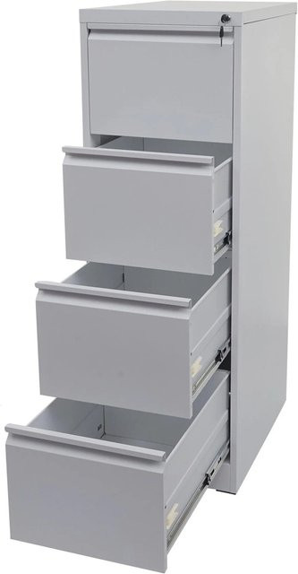 MCW Hängeregisterschrank H16 für Legal und A4, abschließbar, Grau, B: 134 cm, T: 46 cm, H: 62 cm - Bild 1