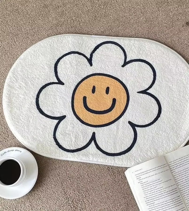 VIKAMA Teppich mit floralem Blumenmuster in Weiß für Schlafzimmer und Eingangsbereich - Bild 3