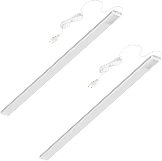 Oktaplex 2er Set Aluminium LED Unterbauleuchten für die Küche, Neutralweiß 4000K, Silber/Weiß, Länge: 90 cm, 1150 lm - Bild 1