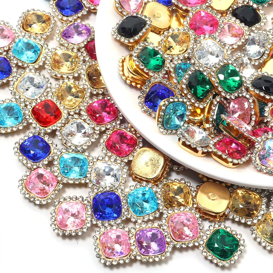 20 Stück Quadrat Nähen Strass Kristalle in Multicolour und Purple für DIY Handwerk und Kleidung Dekoration - Bild 4
