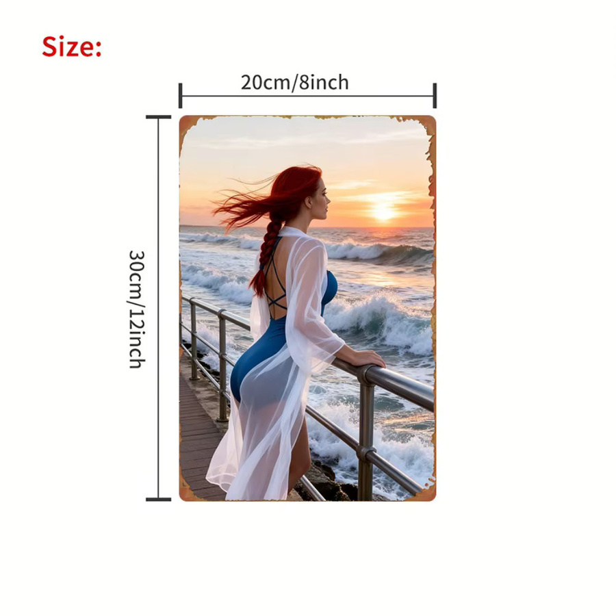 HELLOYOUNG Metall-Wandkunst Sonnenuntergang-Seelandschaft in Multicolour, Rechteckiges Wandbild für dein Wohnzimmer, Breite: 30,48 cm, Höhe: 20,32 cm, Tiefe: 0 cm - Bild 2