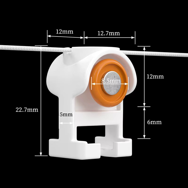 Orange Wheels S Wave Vorhangläufer für Ripple Fold Vorhangschienen, Farbe: Weiß - Bild 2