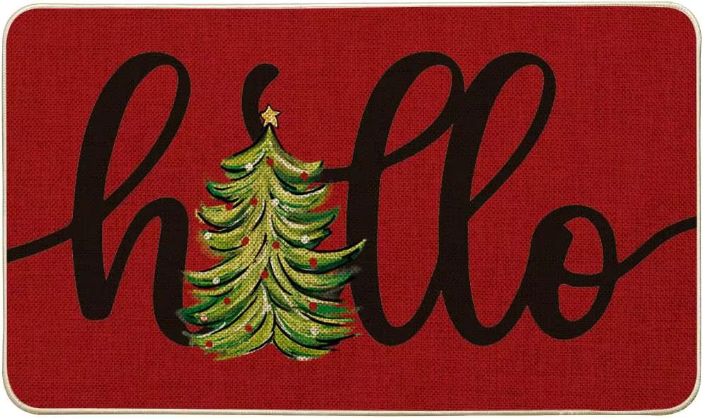 VIKAMA Weihnachtsmatte mit Weihnachtsbaum-Design, rutschfester und verschleißfester dekorativer Teppich für innen und außen, B/T: 60 x 60 cm - Bild 4
