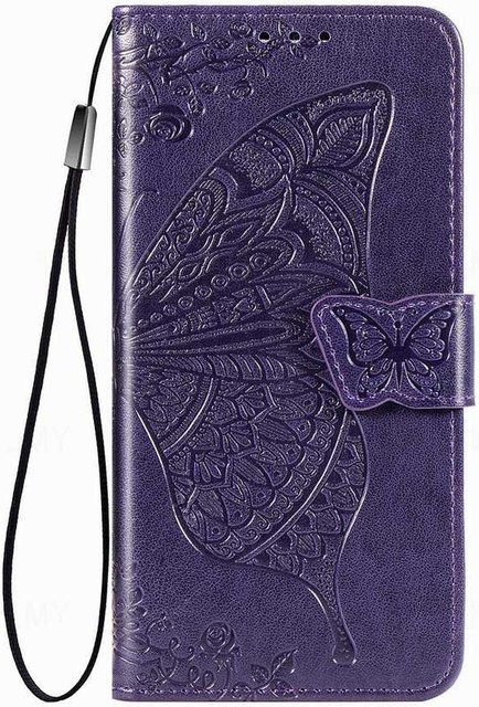 Schmetterling Leder Klapphülle Geldbörse für Samsung Galaxy S26 Ultra A56 A55 A36 A35 A34 A26 A25 A17 A16 A15 A14 A13 in Dunkelviolett - Bild 1