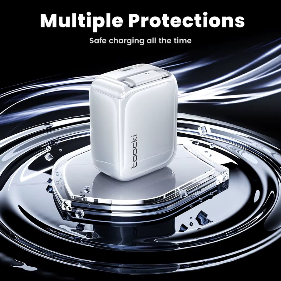Toocki 30 W GaN-Ladegerät mit einziehbarem 68 cm USB-C-Kabel, weiß, Schnellladegerät mit QC PD 3.0 und PPS für iPhone, Samsung und Tablets - Bild 4