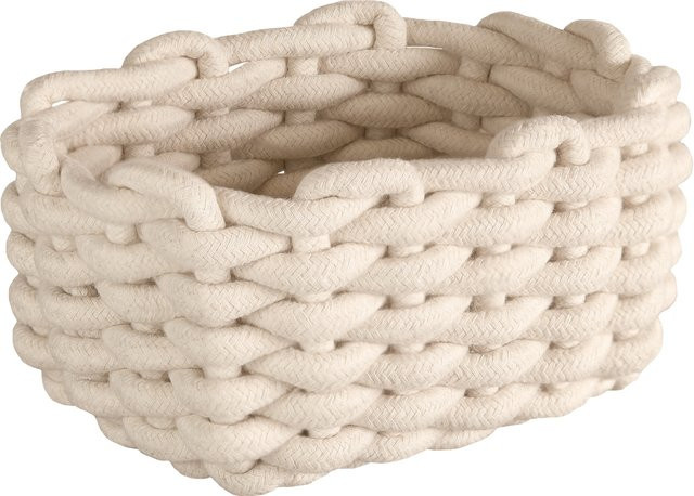 Aufbewahrungskorb FELLONE aus Stoff in Beige und Braun mit offener Webstruktur - Bild 1