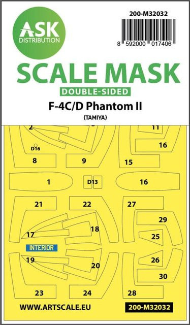 Tamiya F-4C/D Phantom, Zubehör, 1:32, Double-sided mask - Bild 1
