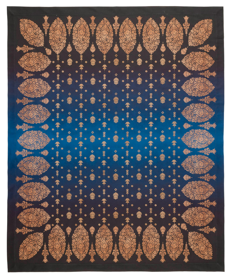 Bassetti Tischdecke Twill Gold Decor in Blau mit grafischem Muster aus Baumwolle - Bild 1