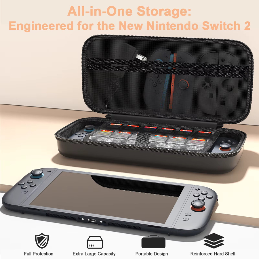 Nintendo Switch 2 Zubehör 11 in 1 Set in Schwarz mit Tragetasche und Silikonhülle - Bild 2