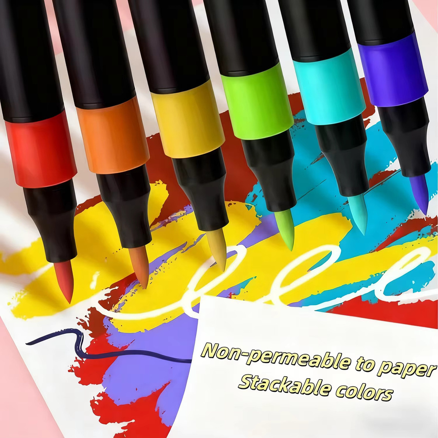 Acrylmarker Set mit Pinselspitze für Rock Malerei, Holz, Leinwand und Stein in Multicolour - Bild 2