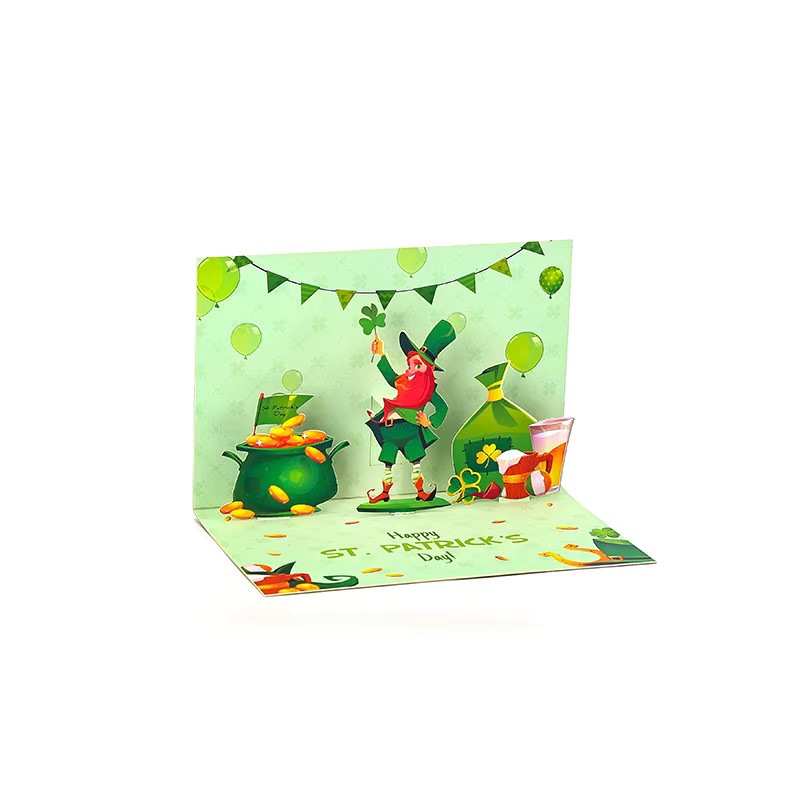 Opjoys Pop-up-Karte Irland St. Patrick's Day in Goldfolie - Bild 3