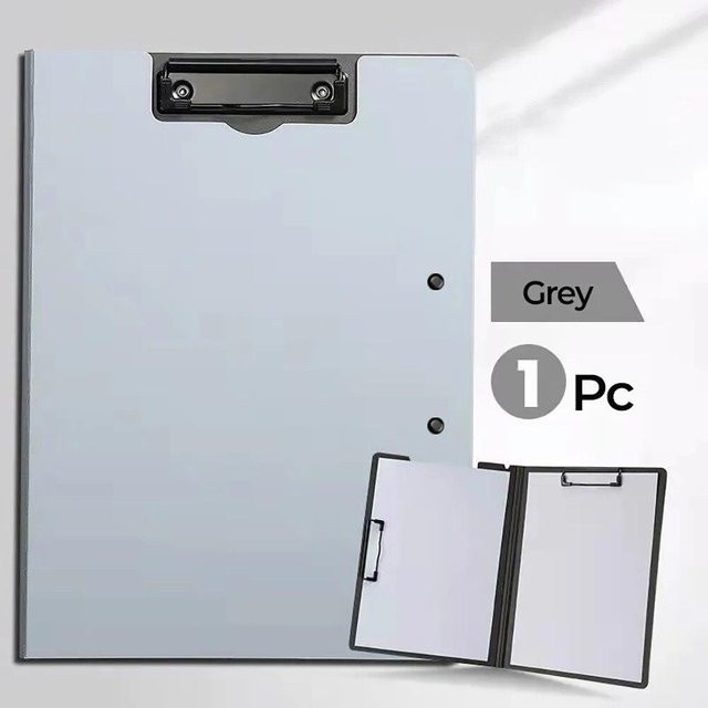 Klemmbrett A4 mit Doppel-Metallklammer und 360 Grad faltbarer Funktion, Grau - Bild 1