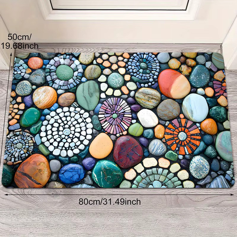 VIKAMA Fußmatte im Kieselstein-Design, bunter Teppich für Küche und Badezimmer, B/T: 60 x 40 cm - Bild 3