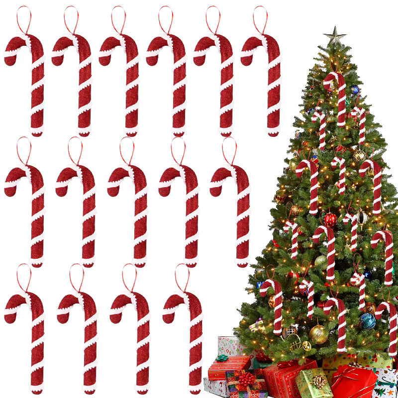 ZQNYCY Zuckerstange Weihnachtsbaum Anhänger in Rot und Weiß für deine Weihnachts- und Silvesterdekoration - Bild 2