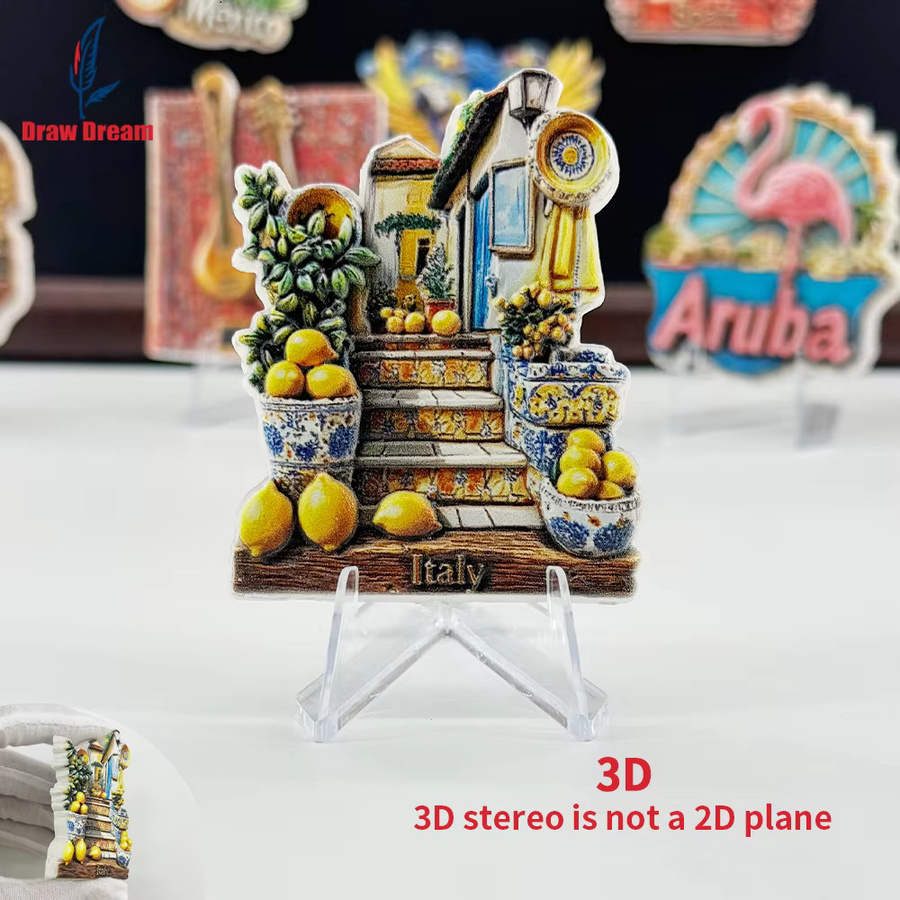 Kreativer 3D-Kühlschrankmagnet Italienische Amalfi-Küste in Gelb und Multicolour als Reise-Souvenir zur Dekoration von Heim und Büro - Bild 2
