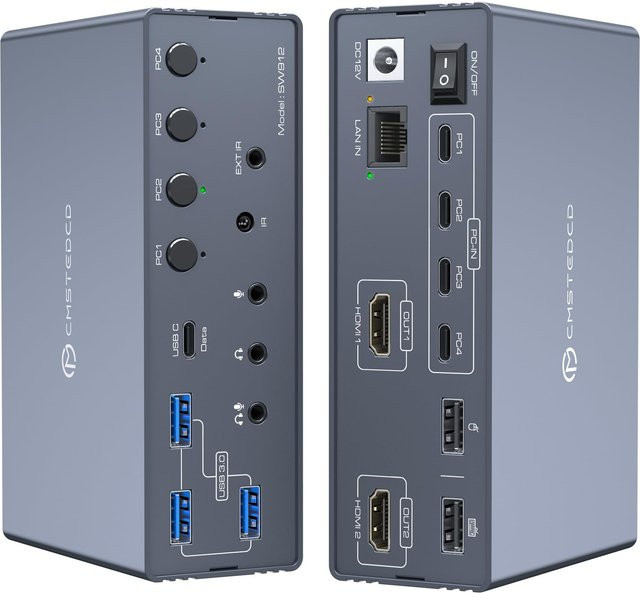 KVM-Switch Dockingstation für 2 Monitore mit 4K bei 120 Hz, unterstützt Thunderbolt und USB-C, mit HDMI-Ausgang für Windows und Mac - Bild 1