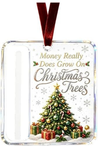 Personalisierter Acryl-Geldclip von Aunel als Weihnachtsanhänger mit individuellem Text in Mehrfarbig - Bild 1