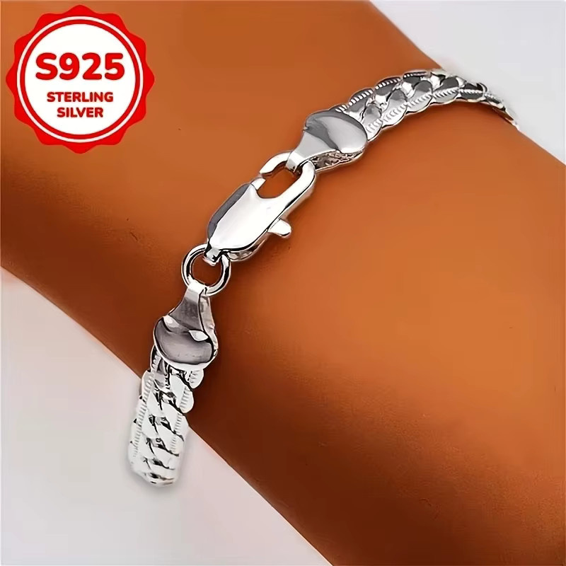 Kubanerkettenarmband 925 Silber, 5 mm, 20 cm, Unisex - Bild 2