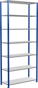 Schulte Grundregal Steckregal MULTIplus150 mit 7 Fachböden und Kreuzstrebe, Farbe: Enzianblau/Verzinkt, B/T/H: 300 x 130 x 50 cm - Bild 1