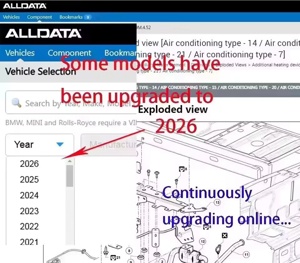 Alldata AutoData Online-Konto Werkstatt-Reparatursoftware für PC und Mobilgeräte mit Updates bis 2026 - Bild 2