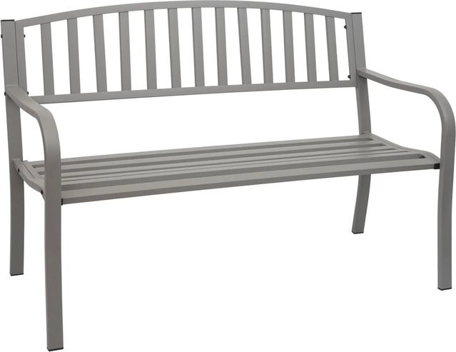 PROREGAL Gartenbank 2-Sitzer aus pulverbeschichtetem Stahl in Grau mit Lochmuster, H x B x T: 87 x 128 x 58 cm - Bild 1