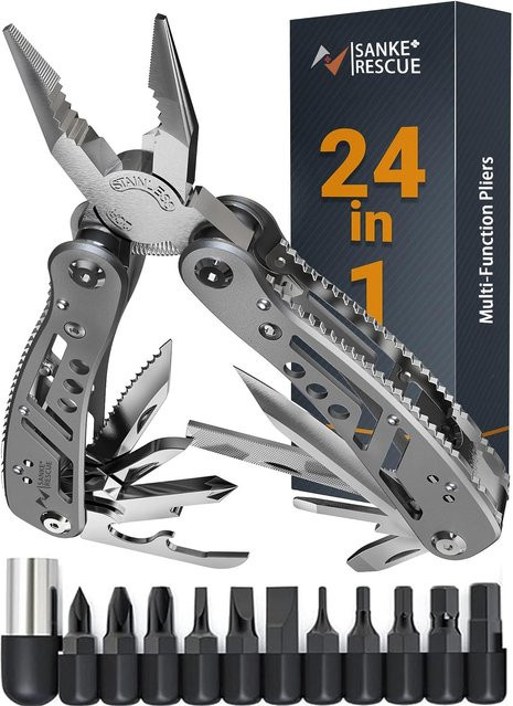 Sanke Multifunktionszange Multitool mit Klauenhammer aus Edelstahl und Nylonscheide in Grau und Silber - Bild 1