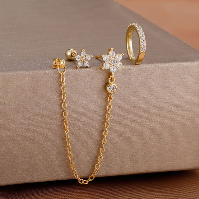 Yuedane Ohrring Set, Kristall, 14K Gold überzogen, Edelstahl, Damen - Bild 1