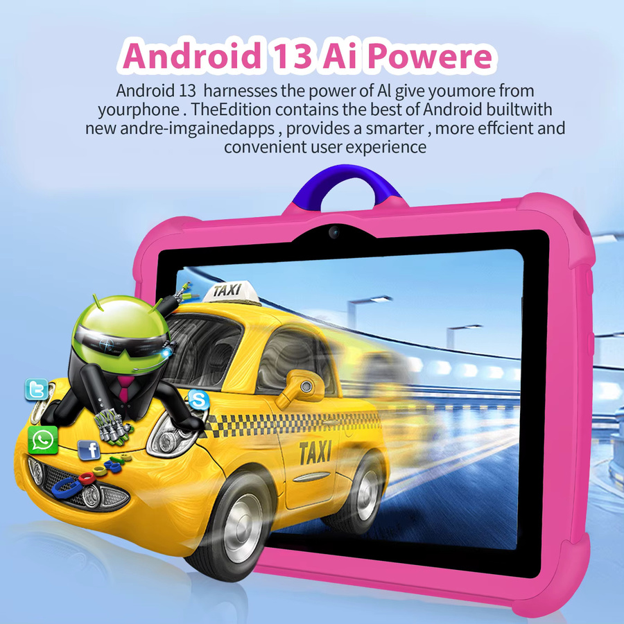 BDF Kinder Tablet mit 7 Zoll Display, Android 13, 5G, WiFi und Bluetooth, 4 GB RAM, 64 GB ROM, Dual Kameras, Farben: Blau oder Pink - Bild 3