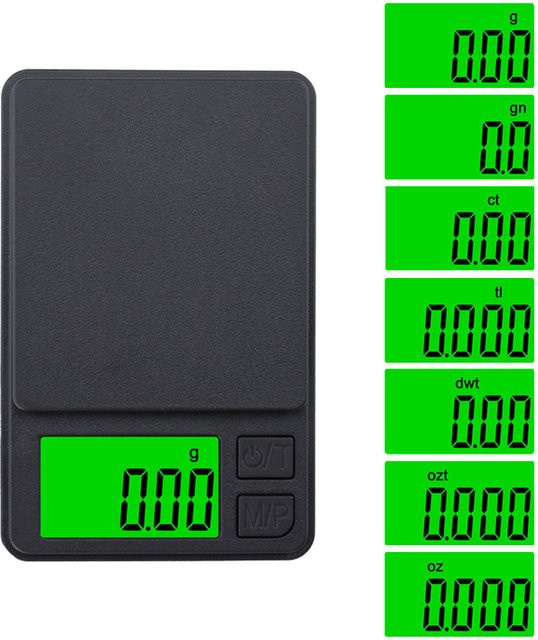 Hochpräzise Mini-Digitalwaage für Schmuck mit LCD-Hintergrundbeleuchtung, Schwarz - Bild 1