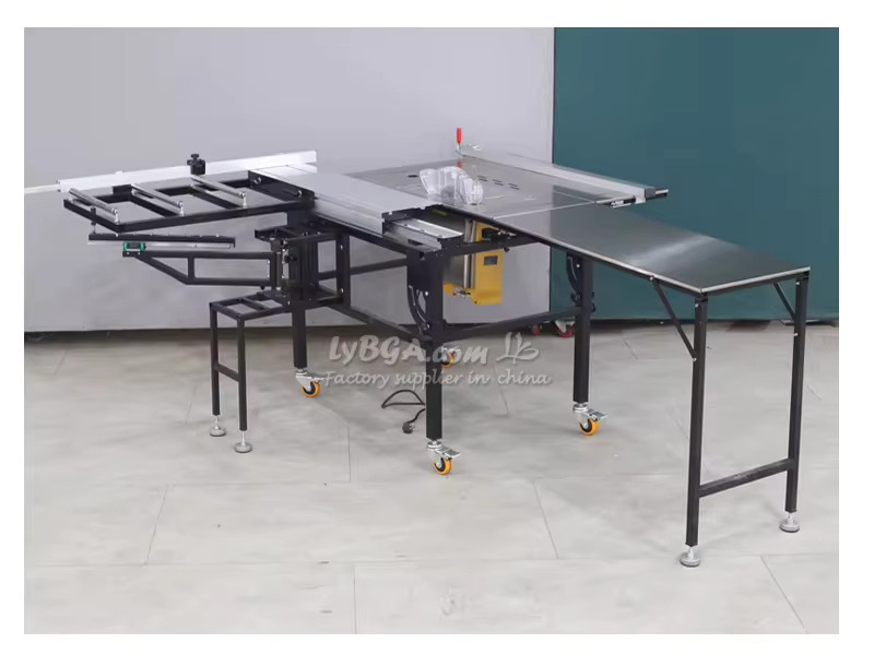 LYBGACNC Breitformat-Präzisions-Schiebetischsäge in Grau mit freiem Schnittarm, Fräskopf, Kantenanleimmaschine und Mehrblatt-Säge, B/T: 105 x 100 cm - Bild 3