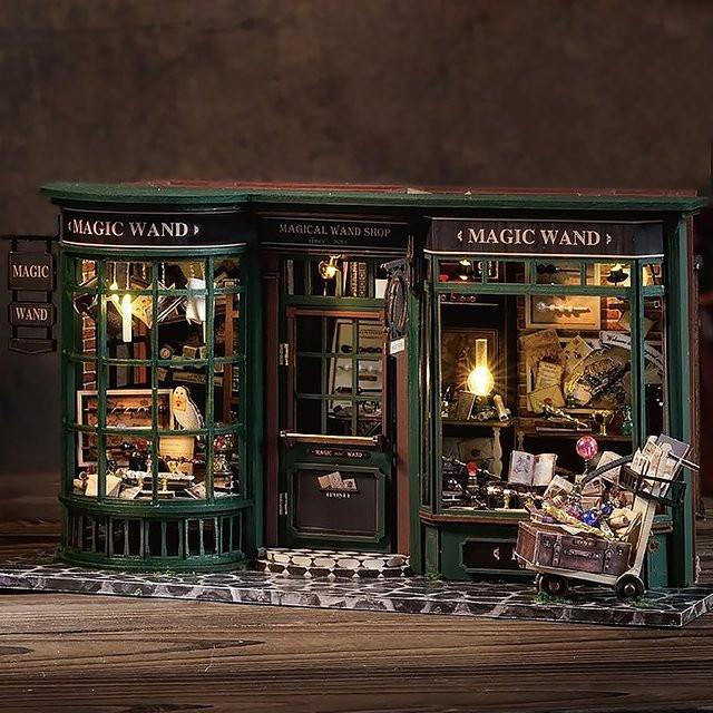 zuuton Magische hölzerne Miniatur Puppenhaus, DIY Montage Gebäude Modell Kit, Holz - Bild 1