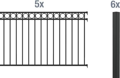 GAH ALBERTS Zaun Circle aus Aluminium in Mattschwarz, L: 1000 cm, B: 100 cm - Bild 1