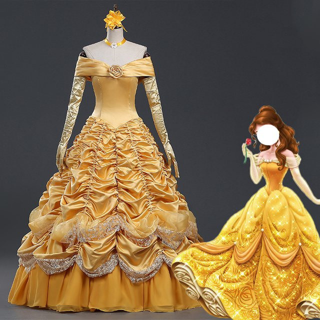 ManManGuGu Bell-Prinzessin-Cosplay-Kostüm, gelbes Kleid, Textil - Bild 1