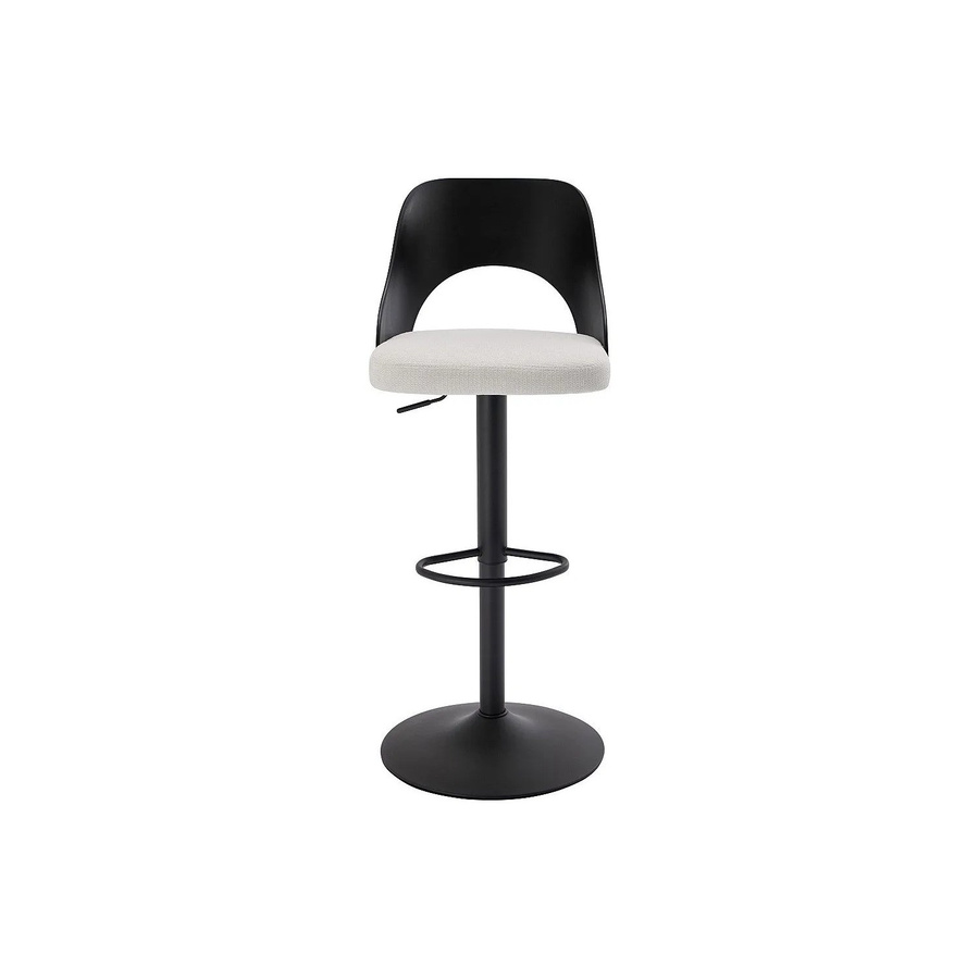 Vente-unique Barhocker Lirvono in Schwarz und Cremefarben mit Metallgestell und Stoffbezug, Breite: 44 cm - Bild 2